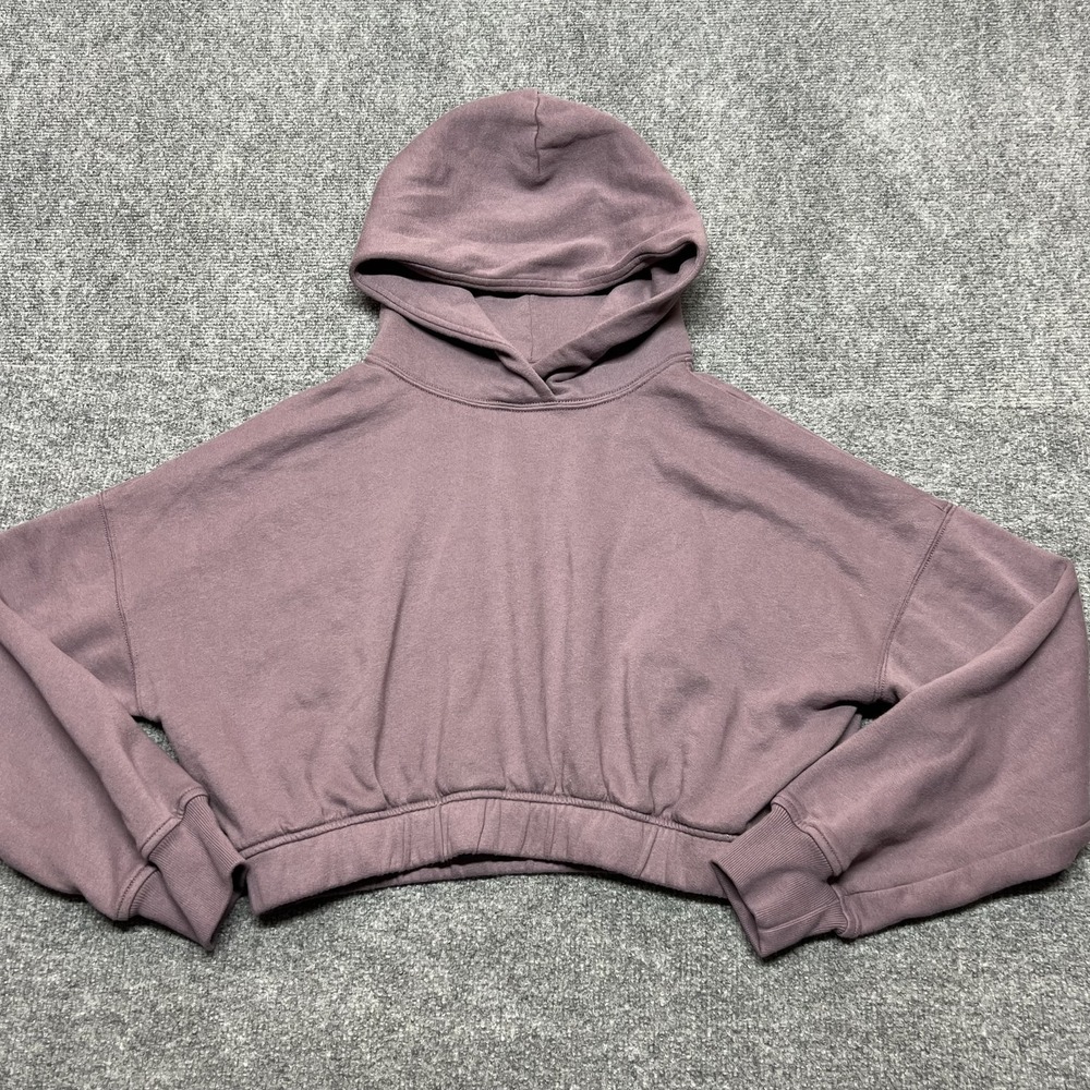 Hollister Cropped Hoodie Womens Medium Purple Fleece Pullover Top Sweatshirt
